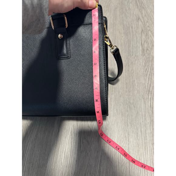 Miztique Black Leather Satchel Doctor Bag with Gold Metal Zipper - Picture 10 of 11